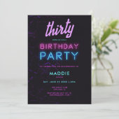 Neon Glow Pink Blauwgroen Black Disco 30th Birthda Kaart (Staand voorkant)