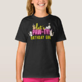 Neon Glow Pink Let's Pawty Schattige Cats Birthday T-shirt (Voorkant)