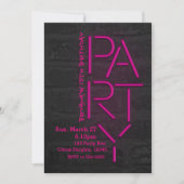 Neon Glow Pink PARTY Brick Wall Urban Invitation Kaart (Voorkant)
