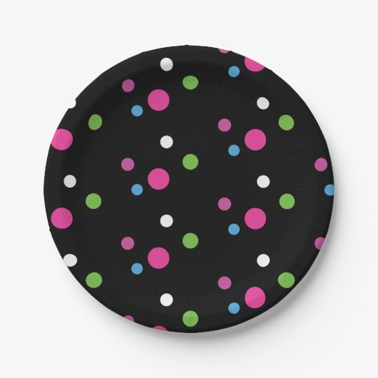Neon Glow Polka Dots Party Borden Papieren Bordje (Voorkant)