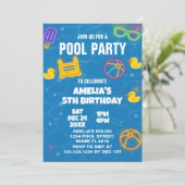 Neon Glow Pool Bash Uitnodiging (Staand voorkant)