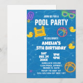 Neon Glow Pool Bash Uitnodiging (Voorkant / Achterkant)