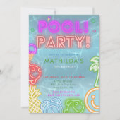 Neon Glow Pool Party Any Age Birthday  Kaart (Voorkant)