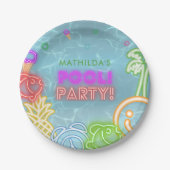 Neon Glow Pool Party Any Age Birthday  Papieren Bordje (Voorkant)