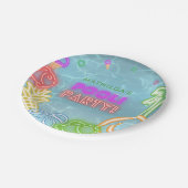 Neon Glow Pool Party Any Age Birthday  Papieren Bordje (Gekanteld)