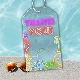 Neon Glow Pool Party Any Age Birthday Thank You Cadeaulabel