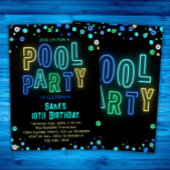 Neon Glow Pool Party Boys Zomer Verjaardagsfeest Kaart