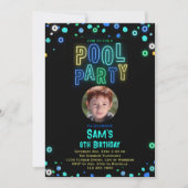 Neon Glow Pool Party Jongens Foto Verjaardagsfeest Kaart (Voorkant)