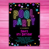 Neon Glow Pool Party Meisjes Roze Paarse Verjaarda Kaart