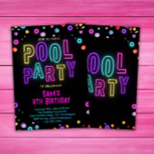Neon Glow Pool Party Meisjes Roze Paarse Verjaarda Kaart