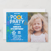 Neon Glow Pool Party Uitnodiging voor verjaardag (Voorkant)