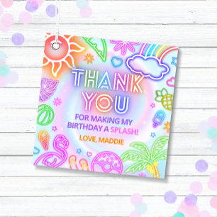 Neon Glow Pool Party Verjaardag Favoriet Tags Bedankjes Labels