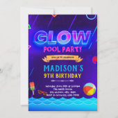 Neon glow pool uitnodiging (Voorkant)
