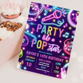 Neon Glow Pop Star Dance Music Birthday Party Kaart