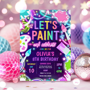 Neon Glow Pottery Painting Verjaardagsfeest Kaart