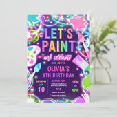 Neon Glow Pottery Painting Verjaardagsfeest Kaart (Staand voorkant)