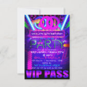 Neon Glow PTY Birthday VIP PASS Club Uitnodigingen (Voorkant)