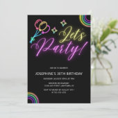 Neon Glow Rainbow Balloon Verjaardag Kaart (Staand voorkant)