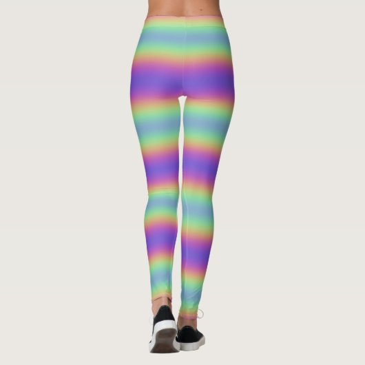 Neon Glow Rainbow Horizontale Stripe Leggings (Achterkant)