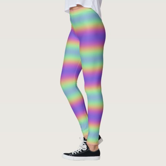 Neon Glow Rainbow Horizontale Stripe Leggings (Links)