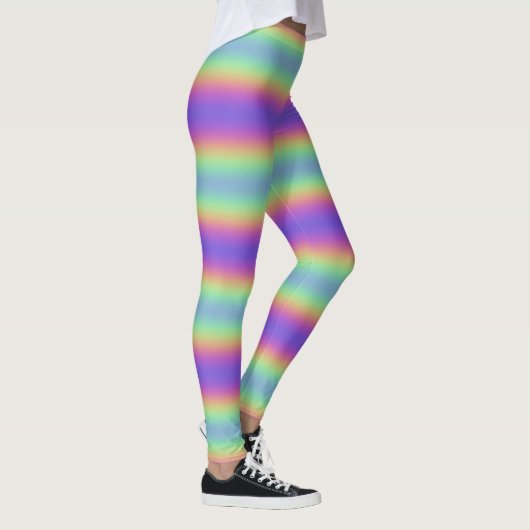 Neon Glow Rainbow Horizontale Stripe Leggings (Rechts)