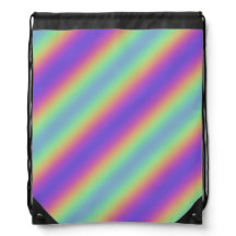Neon Glow Rainbow Stripe Drawstring Rugzak