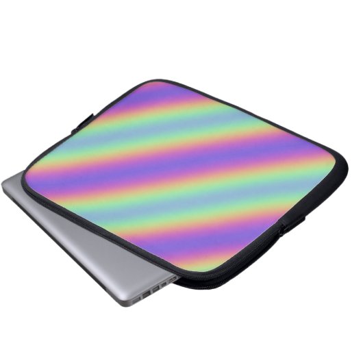 Neon Glow Rainbow Stripe Electronics Bag Laptop Sleeve (Voorkant onderkant)