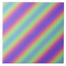 Neon Glow Rainbow Stripe Keramische Tegel Tegeltje