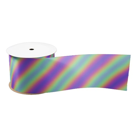 Neon Glow Rainbow Stripe Ribbon Satijnen Lint (Spoel)