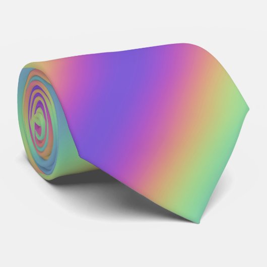 Neon Glow Rainbow Stripe Stropdas (Opgerold)