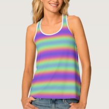 Neon Glow Rainbow Stripe Vrouwen Tanktop