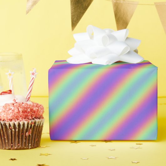 Neon Glow Rainbow Stripe Wrapping Paper Cadeaupapier (Verjaardagsfeest)