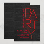Neon Glow Red PARTY Brick Wall Urban Invitation Kaart (Voorkant / Achterkant)