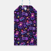 Neon Glow Retro Arcade Gamen 8e Verjaardag Cadeaulabel (Achterkant)