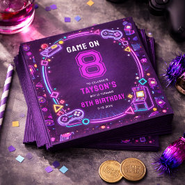 Neon Glow Retro Arcade Games 8e Verjaardag Servet