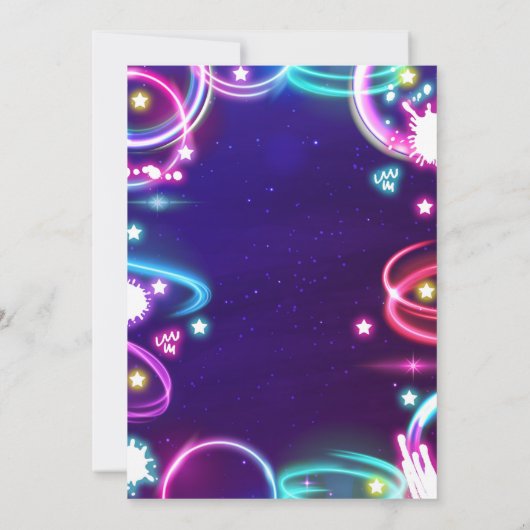 Neon Glow Retro Arcade Gaming Birthday Party Kaart (Achterkant)