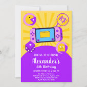 Neon Glow Retro Arcade Gaming Birthday Party Kaart (Voorkant)