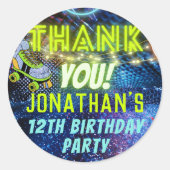 Neon Glow Roller Schaatsen Partij Dank u Favor Ronde Sticker (Voorkant)
