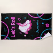Neon Glow Rolschaatsen Let's Roll Meisje Strandlaken (Voorkant)