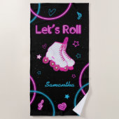 Neon Glow Rolschaatsen Let's Roll Meisje Strandlaken (Voorkant)