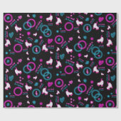 Neon Glow Rolschaatsen Let's Roll Pattern Cadeaupapier (Vlak)