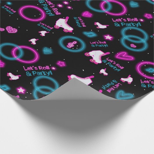 Neon Glow Rolschaatsen Let's Roll Pattern Cadeaupapier (Hoek)