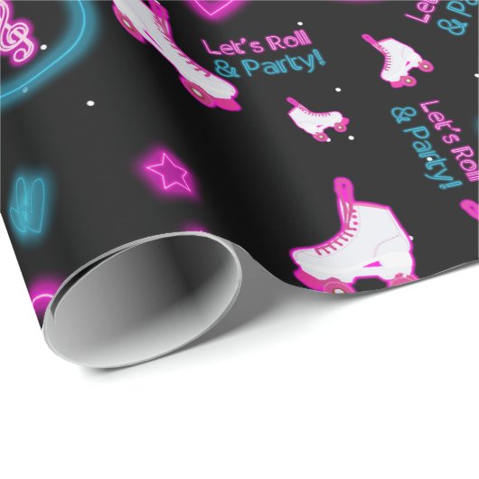 Neon Glow Rolschaatsen Let's Roll Pattern Cadeaupapier (Rol Hoek)