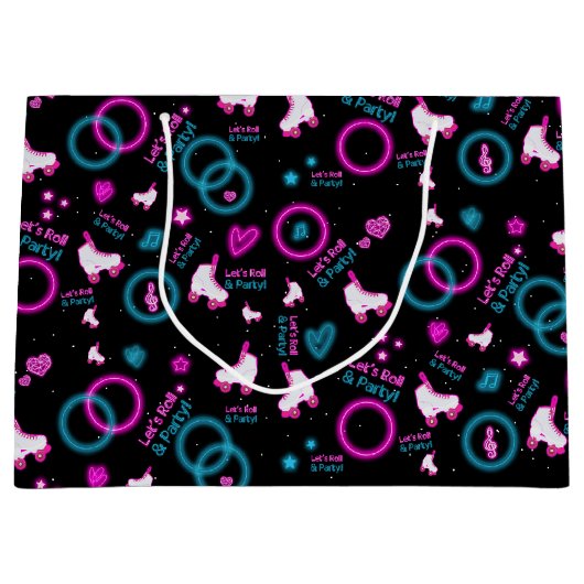 Neon Glow Rolschaatsen Let's Roll Pattern Groot Cadeauzakje (Voorkant)