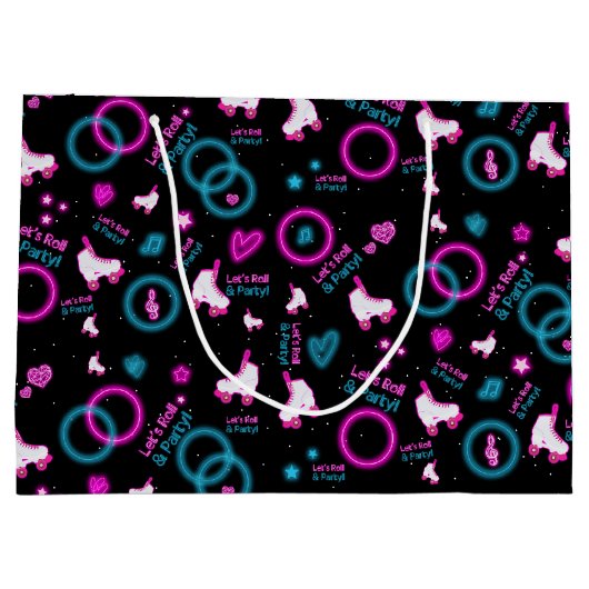 Neon Glow Rolschaatsen Let's Roll Pattern Groot Cadeauzakje (Achterkant)