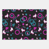 Neon Glow Rolschaatsen Let's Roll Pattern Inpakpapier Vel (Voorkant 2)