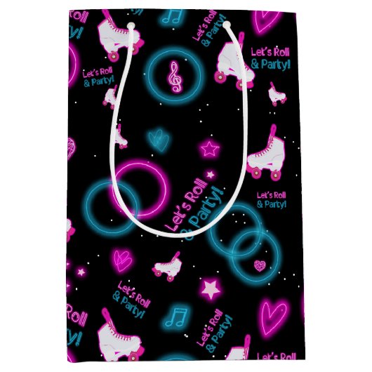 Neon Glow Rolschaatsen Let's Roll Pattern Medium Cadeauzakje (Voorkant)