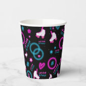 Neon Glow Rolschaatsen Let's Roll Pattern Papieren Bekers (Links)