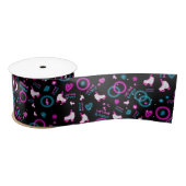 Neon Glow Rolschaatsen Let's Roll Pattern Satijnen Lint (Spoel)