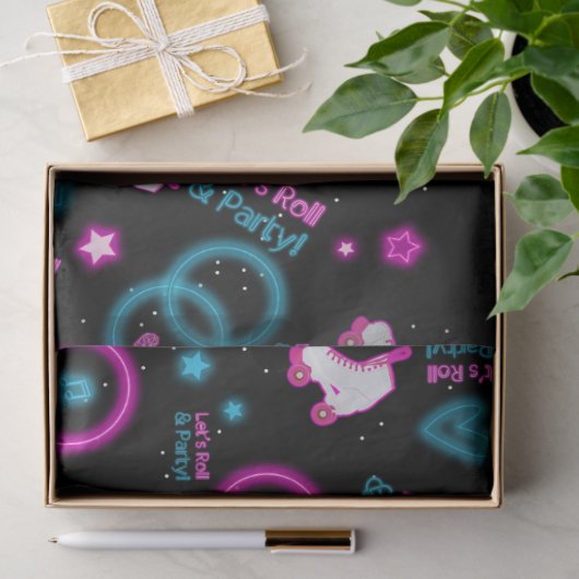 Neon Glow Rolschaatsen Let's Roll Pattern Tissuepapier (Geschenk)